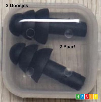2 Paar Herbruikbare Oordoppen 4 Stuks - Siliconen - Zwart - Gehoorbescherming - Reizen/Slapen van Heble®