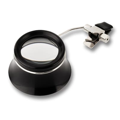 Vergrootglas met clip voor brillen, biconvexe lens, vergroting: 3,3x, universeel gebruik, diameter: 25 mm