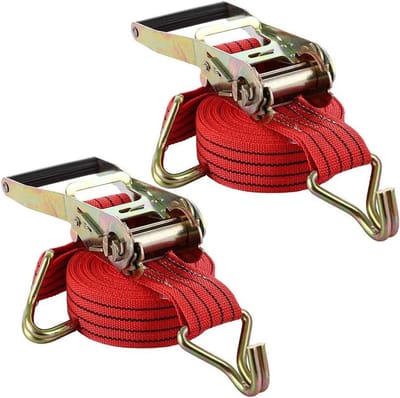 Robuuste Spanbanden - Rateltouw Sjorband - Vracht Zekeren - Hoge trekkracht - 5 cm breed 6m - Zwart