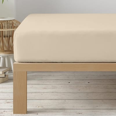 Hoeslaken Microvezel Rechthoekig 90x200 cm Beige Elastiek Rondom