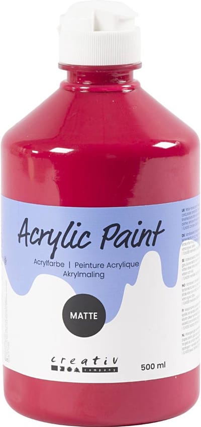 Acrylverf Mat, primair rood, 500 ml/ 1 fles
