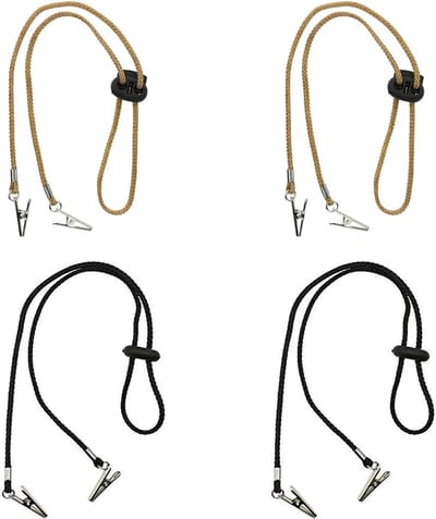 Set van 4 Flexibele Servetclips voor Volwassenen en Kinderen, Ideaal voor Restaurants en Feestjes, Servethouder en Bib Clip in Zwart en Geel