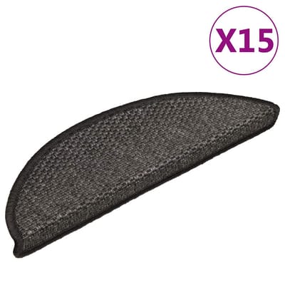 vidaXL - Trapmatten - zelfklevend - 15st - sisal-look - 56x17x3cm - antracietkleur