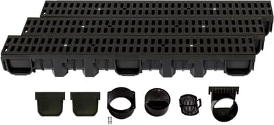 Drainagegoot set - Afvoer met rooster - Regenwater afvoeren - Modulair plug-in systeem - 3 meter - Klassiek Zwart