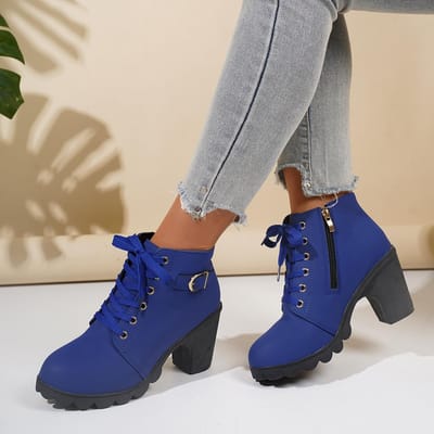 Nieuwe Dames Enkellaarsjes Hoge Kwaliteit Veterschoenen Dames Comfortabele Hoge Hakken Schoenen voor Vrouwen Lente Winter Dames Pumps 41 gray