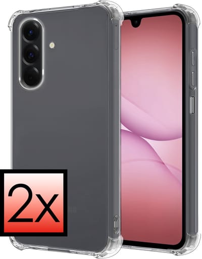 Hoesje - 2 Stuks - Geschikt voor Samsung Galaxy A17 - Sterk & Shockproof - Siliconen Case - Back Cover - Telefoon Hoes Shock Proof - Transparant