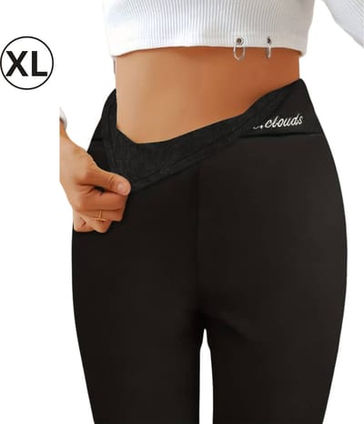 Nivard Warme Panty - Fleece Panty - Winter Panty - Thermo Panty - Legging - Stretch - Dames Kleding - Zwart - Maat XL