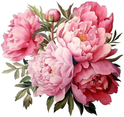 Dailygoods- Muursticker Pioenroos - Grote Bloemenmuurstickers - Wanddecoratie Woonkamer - Muurstickers Slaapkamer - Verwijderbaar PVC - 44 x 42 cm