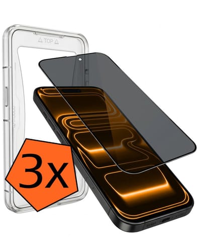 Screenprotector - 3 Stuks - Geschikt voor iPhone 17 Pro / 18 Pro - Met Installatie Kit - Privacy Filter - Flexibel Glas - Beschermglas - Tempered Glass - Screen Protector