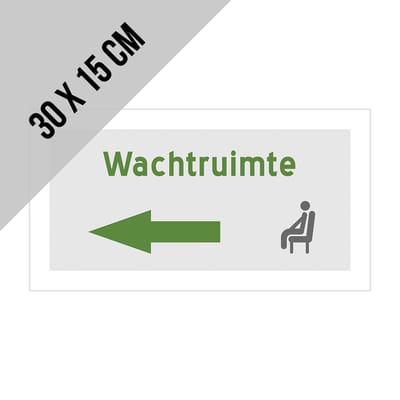 Pictogram/ bord | "Wachtruimte" - pijl naar links | 30 x 15 cm | Tandarts | Wachtzaal | 1 stuk
