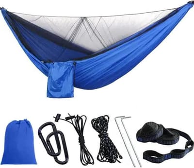 Outdoor Hangmat - Kampeer Schommel - Buiten Ontspannen - Met Muggennet - 290x140 cm - Blauw