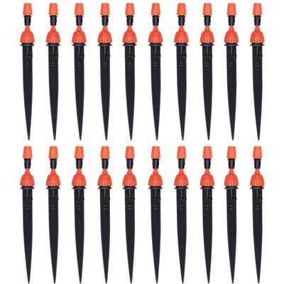 20 stuks Irrigatiedruppelaars Verstelbare Micro Sproeiers voor 4/7 Slangen Tuinberegeningssysteem black