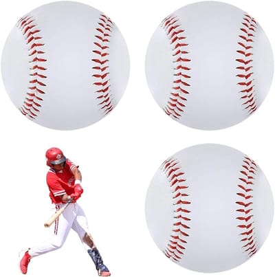 Handgenaaide Baseballs van 8,9 Inch - 3-Pack PU Zachte Baseballs voor Training en Professionele Wedstrijden, Ideaal voor Jongeren en Volwassenen