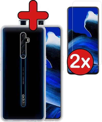 Hoesje - Met 2x Screenprotector - Geschikt voor OPPO Reno 2 - Sterk & Shockproof - Telefoon Hoes - Back Cover - Siliconen Case - Telefoonhoes - Transparant