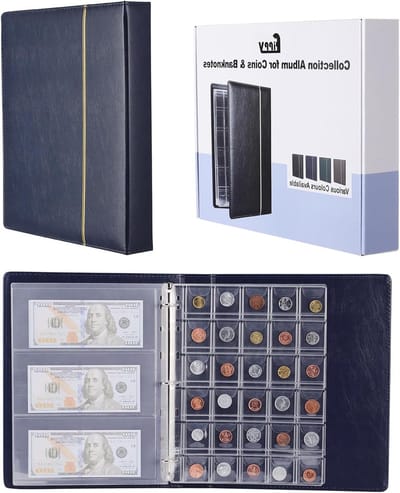 Coin Collectie Album met 150 Pockets, Leer Coin Verzamelboek, Perfect voor Muntverzamelaars en Muntenopslag