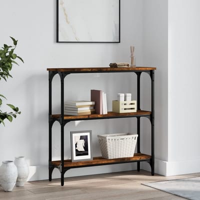 vidaXL - Wandtafel - 75x22,5x75 - cm - bewerkt - hout - gerookt - eikenkleurig