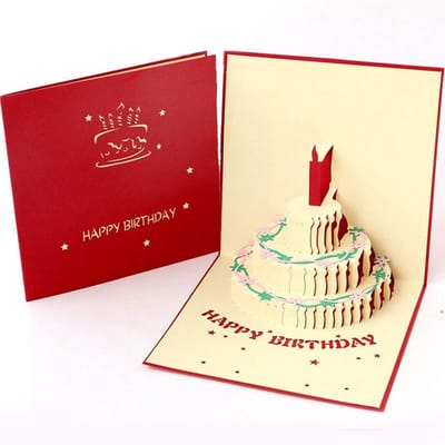 Luxe Pop-Up Kaarten Happy Birthday - Gefeliciteerd - Verjaardagskaarten - 3D Taart - Wenskaarten - 1 Stuk - Met Envelop