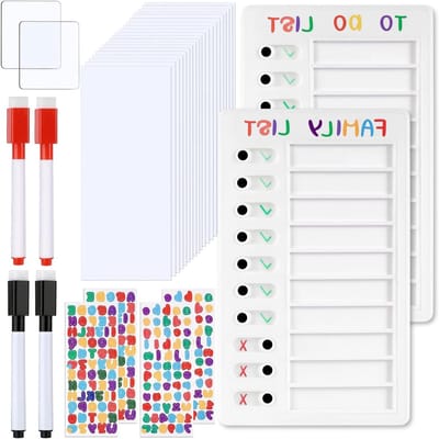 2 Stuks Checklistborden, DIY Takenlijst Bord, Erasable Weekplanner met 20 Lege Papieren en 4 Whiteboard Markers voor ADHS Tools en Organisatie