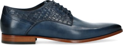 Black label - Heren - Donkerblauwe leren veterschoenen - Maat 40