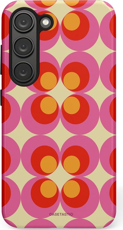 Casetastic hoesje geschikt voor Samsung Galaxy S23 - Dubbellaagse bescherming - Circle boogie - Fashion Case - Roze Rood Zand Okergeel