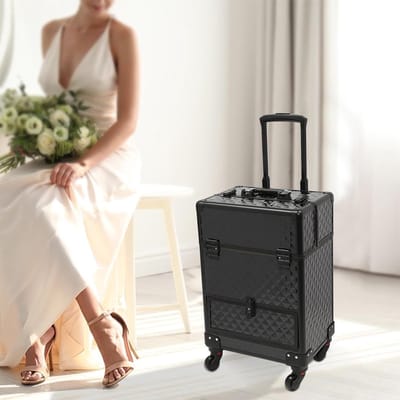 Schoonheidswagen Trolley - Make-up Koffer - Salon Organisatie - Verstelbaar Ontwerp - 47x25x34cm - Zilver