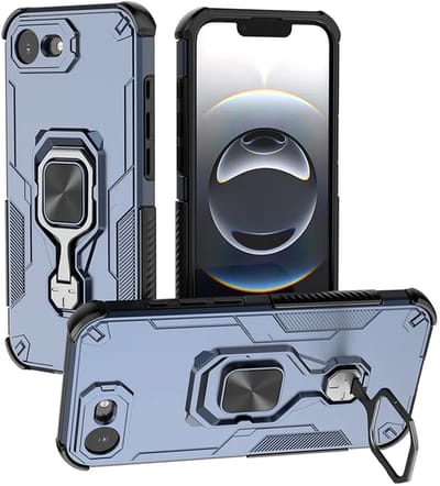 MobyDefend Hoesje - Geschikt voor iPhone 16e / iPhone 17e - Dubbelgelaagde Pantsercase Met Standaard - Blauw