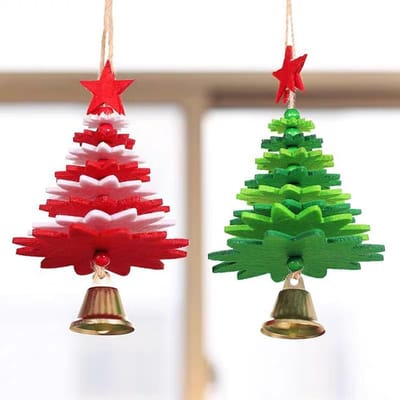 Vilt Kerstboom Hangers met Bel - Decoraties voor Kerstboom, Kerstversiering en Feestelijke Sfeer
