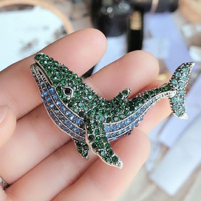 Strass walvis broche dier vis pin vintage nieuw design sieraden winterjas accessoires cadeau black