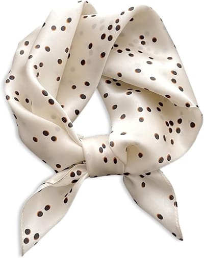 Retro Zijden Sjaal voor Vrouwen met Klassieke Polka Dot Print en Inkt Schildering - Zachte Satijn Halsdoek en Hoofdband voor Elegante Styling