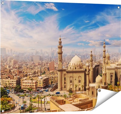 Gards Tuinposter Moskee in Cairo, Egypte - 100x80 cm - Tuindoek - Tuindecoratie - Wanddecoratie buiten - Tuinschilderij
