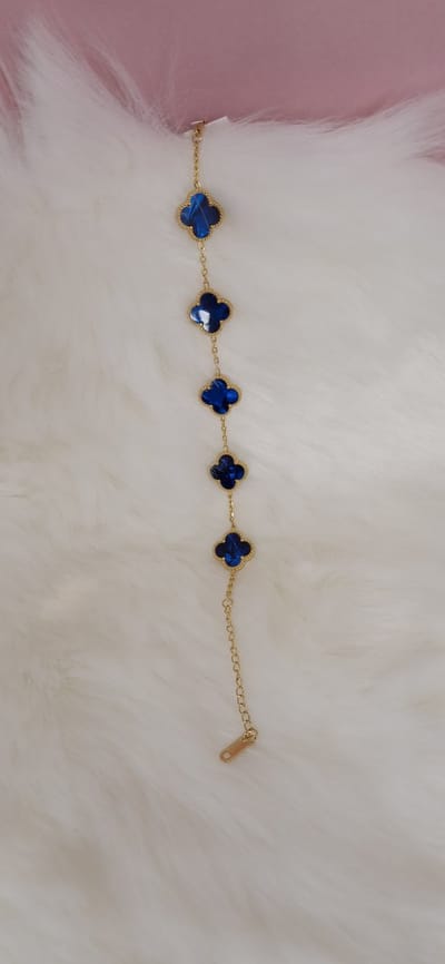 Blauwe klaver armband - Sieraad vrouw/meisje - Clover armband
