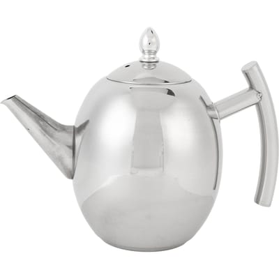 Roestvrijstalen Theepot met Deksel en Filterzeef Gebogen Handvat Theeketel voor Thuis Restaurant 1000ml white