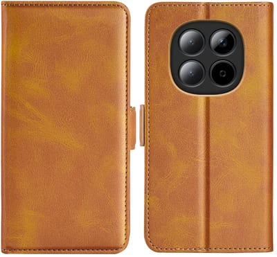 MobyDefend Hoesje - Geschikt voor Xiaomi Redmi Note 15 Pro Plus - Luxe Wallet Book Case (Sluiting Zijkant) - Lichtbruin