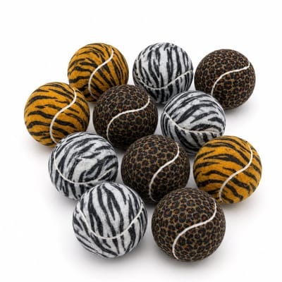 AnimalKing Honden Tennisballen - 12 Stuks - Dierenprint - Hondenspeelgoed