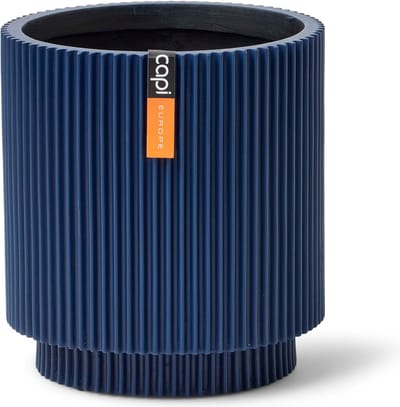 Capi Europe - Vaas cilinder Groove Colours - 8x9 - Donkerblauw - Opening Ø7 - Bloempot voor binnen - 5 jaar garantie - BGVDB311