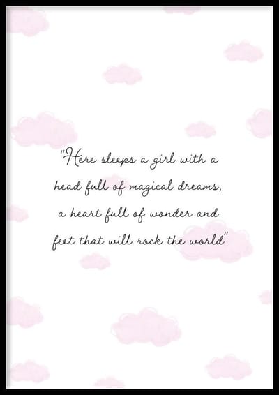 Poster Here Sleeps A Girl - 50x70 cm - Kinder Poster - WALLLL