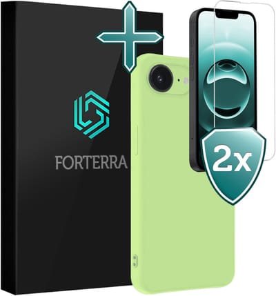 Hoesje Met 2x Screenprotector - Geschikt voor Apple iPhone 16e - Sterk & Shockproof - Telefoon Hoes - Back Cover - Siliconen Case - Groen