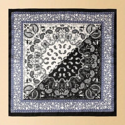 1 stuk herenmode veelzijdige bandana/nekdoek van imitatiezijde met paisley patchworkprint, 60 cm Black Edge