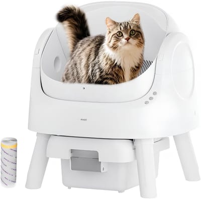 JCP® Zelfreinigende Kattenbak -Sensor - Ellenpent - Kattenbakmat - Wit - 53cm x 42cm x 57cm