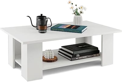 Eenvoudige en Elegante Salontafel met Opbergrek - Moderne Woonkamertafel 90 x 52 cm