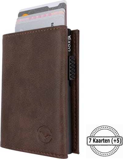 VEXON Legacy Prive - Wallet Pro - Premium Wallet Classic - Pasjeshouder Cognac - Kaarthouder - Met Rits - 10 Pasjes, Briefgeld en Muntgeld - RFID Creditcardhouder - Mannen en Vrouwen Portemonnee - Uitschuifbaar - Cognac - Saffiano-Leer