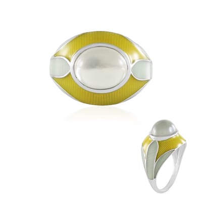 Cavill - 925 Sterling Zilver Ring met Groene Ovale Maansteen 2,925 ct - Bezel Zetting - Elegante Zilveren Ring Dames - Handgemaakte Edelsteen Ring