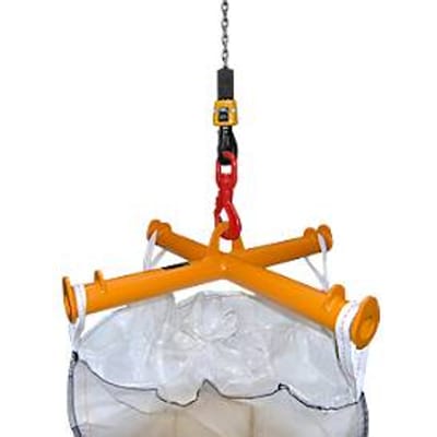 Bauer Big Bag Traverse TBB, voor kraan, L 1100 x B 1100 x H 215 mm, tot 2000 kg, stalen buis, geel-oranje