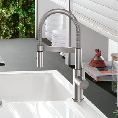 Villeroy & Boch Steel Expert Compact - Keukenkraan met flexibele uitloop en uittrekbare sproeikop, roestvrij staal 927300LC