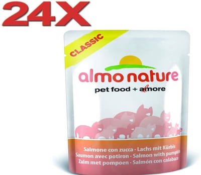 Almo Nature HFC - Kattenvoer - Maaltijdzakje - Zalm & Pompoen - 24x55gr