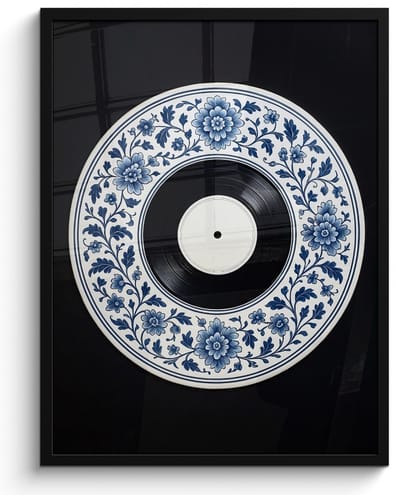 Poster in lijst - Fotolijst 50x70 cm - Posters - Vinyl - LP - Delfts Blauw - Muziek - Posterlijst zwart - Decoratie - Wanddecoratie woonkamer - Muurdecoratie slaapkamer