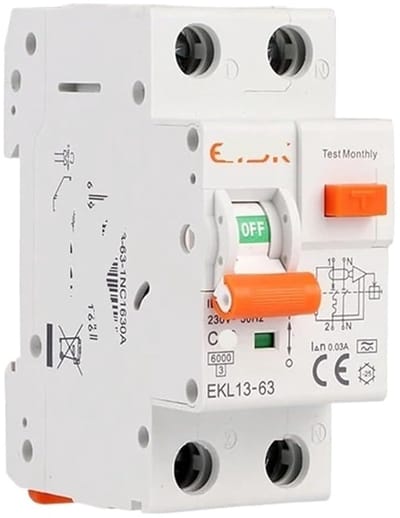 Aardlekautomaat Type A - Zekering Automaat - Elektrische Beveiliging - 30mA Gevoeligheid - 6KA Kortsluiting - Grijs