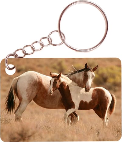 Sleutelhanger 6x4cm - Paarden Paint Merrie met Veulen