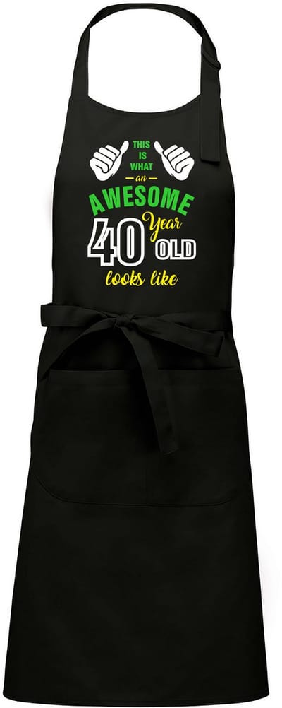Leeftijd cadeau - Luxe keukenschort - BBQ schort - verjaardag - Awesome 40 jaar - zwart