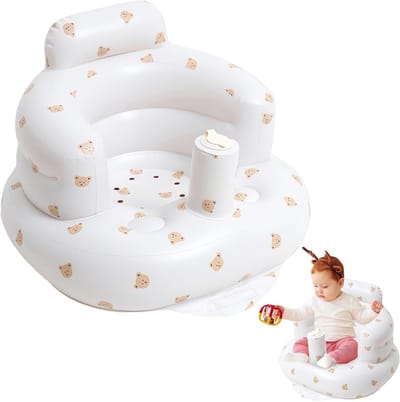 Opblaasbare Babystoel met Rugsteun voor Baby's vanaf 3 Maanden, Draagbare Peuterstoel voor Zitten en Spelen, Ideaal voor Thuis en Op Reis